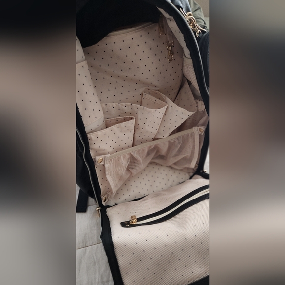 Itzy Ritzy Black Diaper Backpack with Gold Accents - Picture 4 of 9